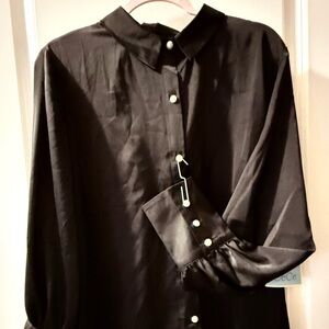 CeCe Elegant Black Button Down Blouse